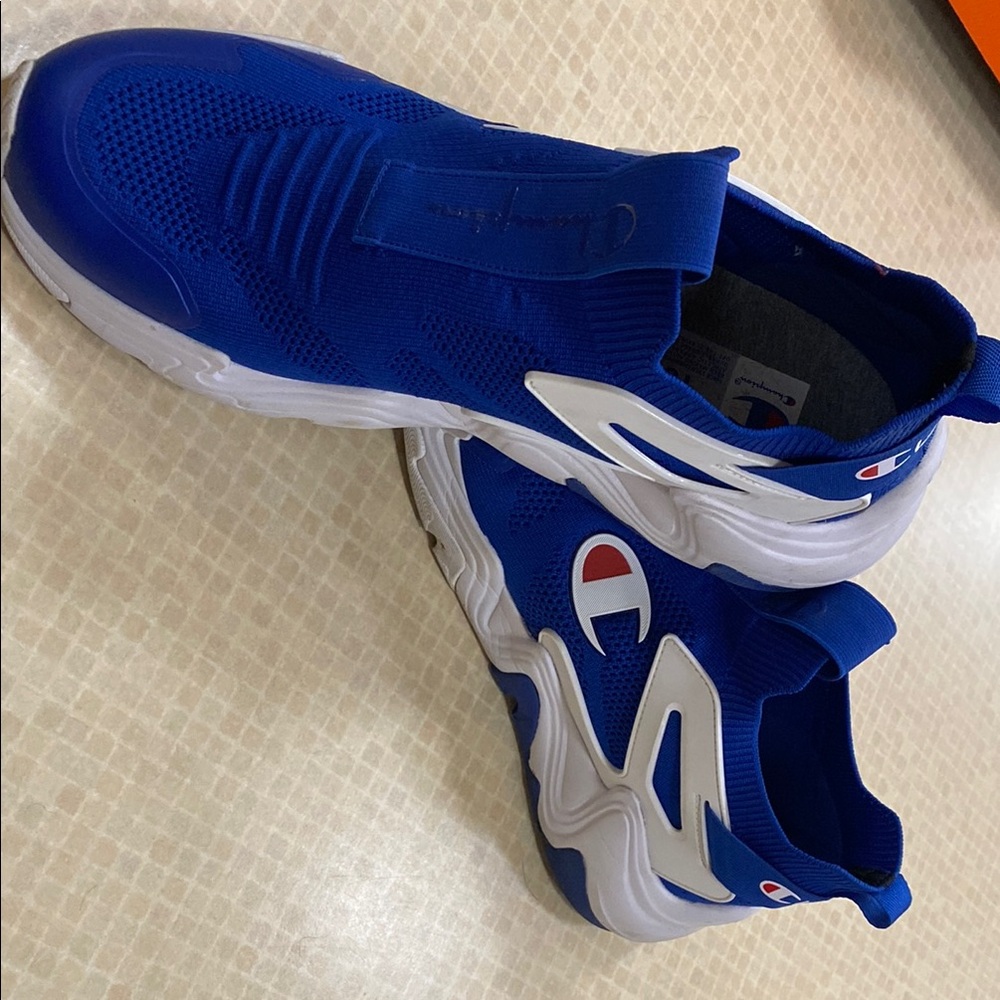 Champion Blue Athletic Shoes with Slip-On Design and Breathable Knit Upper